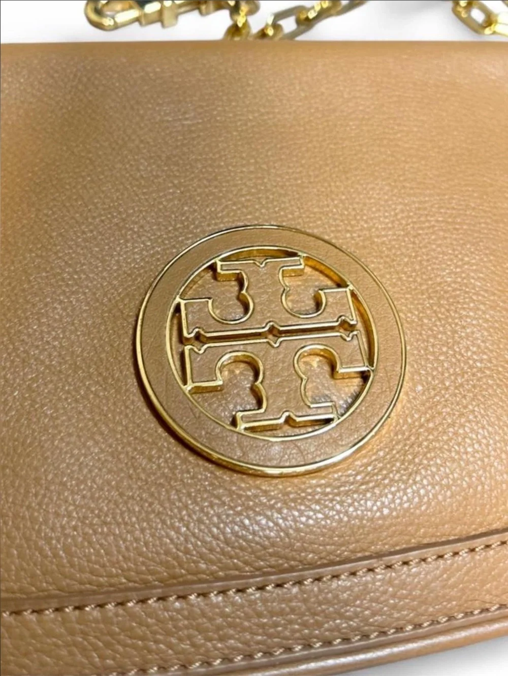 Tory Burch Tan Leather Crossbody with Gold Chain